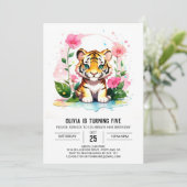 Invitation Cute Tiger Cub Wild Jungle Anniversaire (Debout devant)