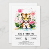 Invitation Cute Tiger Cub Wild Jungle Anniversaire (Devant / Derrière)