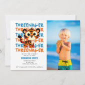 Invitation Cute Tiger Trois Garçon 3ème anniversaire de fête (Devant)