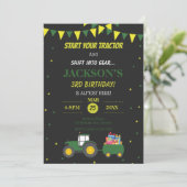 Invitation Cute Tractor Farm 3e anniversaire Confetti Invitat (Debout devant)