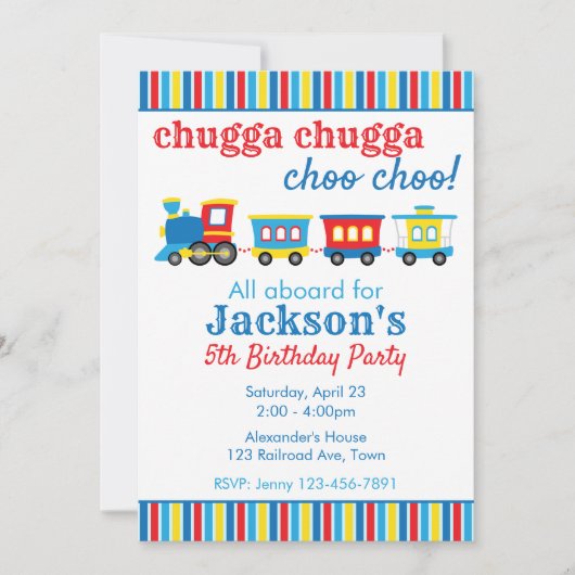 Invitation Cute Train Birthday (Devant)