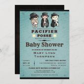 Invitation Cute Triplets Pacifier Posse Baby shower occidenta (Devant / Derrière)