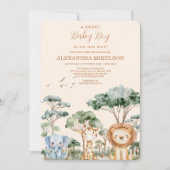Invitation Cute Tropical Jungle Safari Animals Baby Shower (Devant)