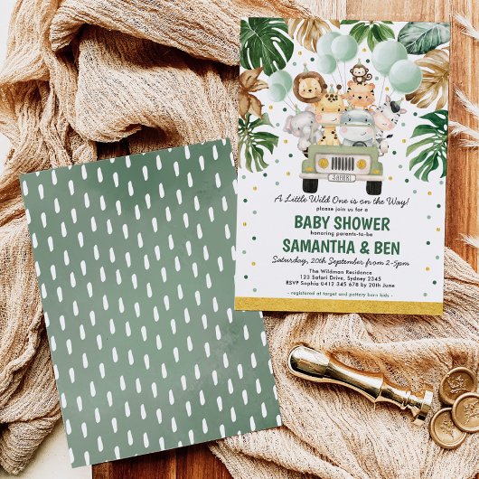 Invitation Cute Tropical Safari Jungle Animaux Baby shower