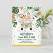 Invitation Cute Tropical Safari Jungle Animaux Baby shower (Debout devant)
