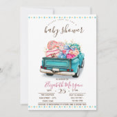Invitation Cute Truck Sweets Baby shower Zigzag (Devant)
