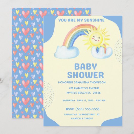 Invitation Cute Tu Es Mon Baby shower Sunshine Boys (Devant / Derrière)