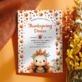 Invitation Cute Turkey with Fall Foliage Thanksgiving Dinner 
