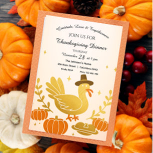 Invitation Cute Turquie Amusante Famille Thanksgiving Invitat
