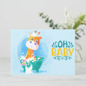 Invitation Cute Turquoise Baignoire Giraffe Baby shower Invit (Debout devant)