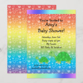 Invitation Cute turtle baby shower (Devant / Derrière)