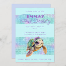 Cute Turtle Summer Beach Aqua 1er anniversaire