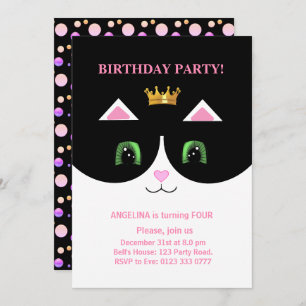 Invitation Cute Tuxedo Cat
