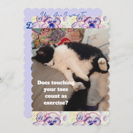 Invitation Cute Tuxedo Chat Anniversaire Fête Enfants Invitat (Devant / Derrière)