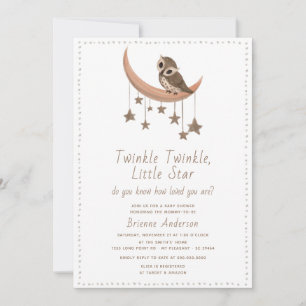 Invitation Cute Twinkle Little Star Moon Baby shower rustique