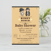 Invitation Cute Twins Binky Bunch Baby shower Ouest (Debout devant)