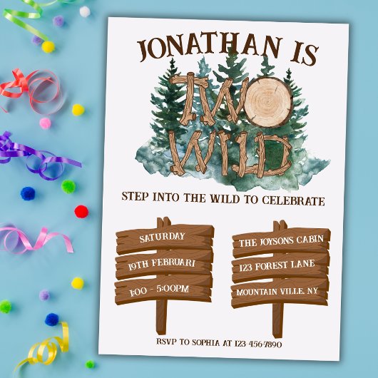Invitation Cute Two Wild Safari Jungle Camping 2nd birthday 