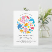 Invitation Cute Under the Sea Créatures Anniversaire (Debout devant)