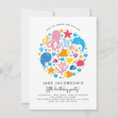 Invitation Cute Under the Sea Créatures Anniversaire (Devant)