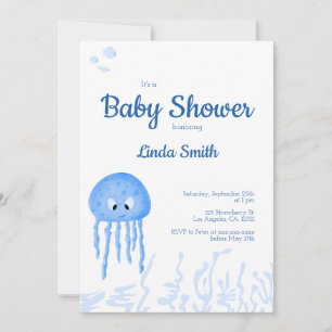 Invitation Cute Under the Sea Jellyfish Boy Baby shower