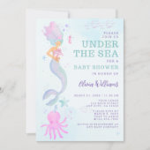 Invitation Cute Under the Sea Mermaid Baby shower (Devant)
