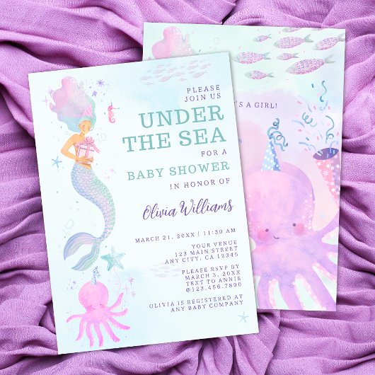 Invitation Cute Under the Sea Mermaid Baby shower
