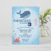 Invitation Cute Under the Sea Whale with Crown (Debout devant)