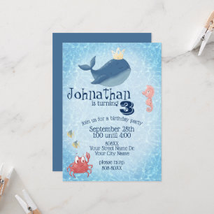 Invitation Cute Under the Sea Whale with Crown