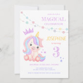 Invitation Cute Unicorn Anniversaire de enfant de bannière ma (Devant)