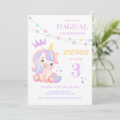 Invitation Cute Unicorn Anniversaire de enfant de bannière ma (Debout devant)