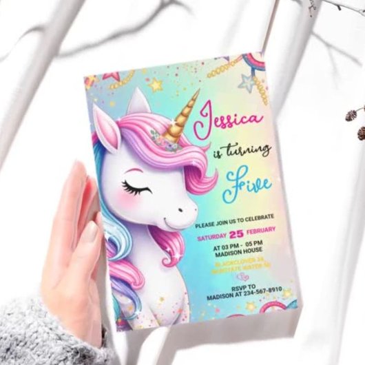 Invitation Cute Unicorn Anniversaire Modèle d'invitation