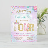 Invitation Cute Unicorn Anniversaire Quatrième Partie Invitat (Debout devant)