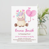 Invitation Cute Unicorn Aquarelle fête d'anniversaire (Debout devant)