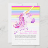 Invitation Cute unicorn arc-en-ciel 1ère anniversaire invitat (Dos)
