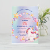 Invitation Cute Unicorn Arc-en-ciel Anniversaire (Debout devant)