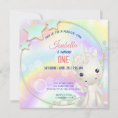 Invitation Cute Unicorn Arc-en-ciel Anniversaire (Devant)