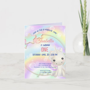 Invitation Cute Unicorn Arc-en-ciel Anniversaire