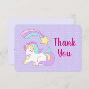 Invitation Cute Unicorn avec Merci d'étoile de tir coloré