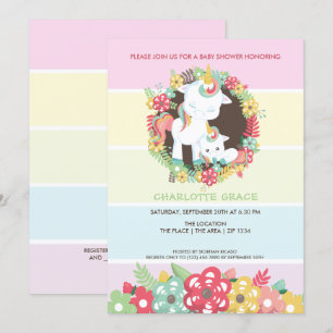 Invitation Cute Unicorn Baby shower personnalisé