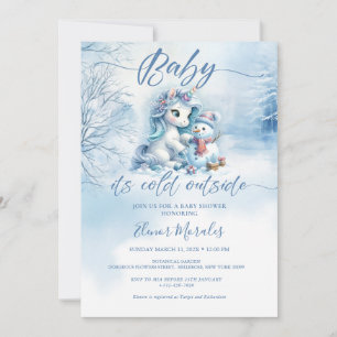 Invitation Cute Unicorn Baby Son Baby shower Froid Extérieur