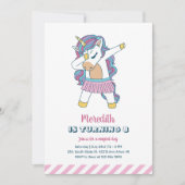Invitation Cute Unicorn Dabbing Enfants Filles Anniversaire (Devant)