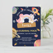 Invitation Cute Unicorn Dinosaur Galaxy Rocket fête d'anniver (Debout devant)