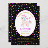 Invitation Cute Unicorn fête d'anniversaire (Devant / Derrière)