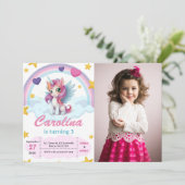 Invitation Cute Unicorn fête d'anniversaire (Debout devant)