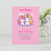Invitation Cute Unicorn fête d'anniversaire (Debout devant)