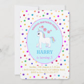 Invitation Cute Unicorn fête d'anniversaire (Devant)