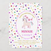 Invitation Cute Unicorn fête d'anniversaire (Devant / Derrière)