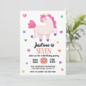Invitation Cute Unicorn fête d'anniversaire (Debout devant)