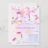 Invitation Cute Unicorn fille premier anniversaire Magique Ar (Devant)