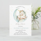 Invitation Cute Unicorn Moon Stars Baby shower (Debout devant)